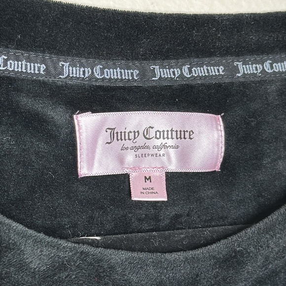 T11 Juicy couture black velvet sleep top long sleeve black size medium - Picture 3 of 10